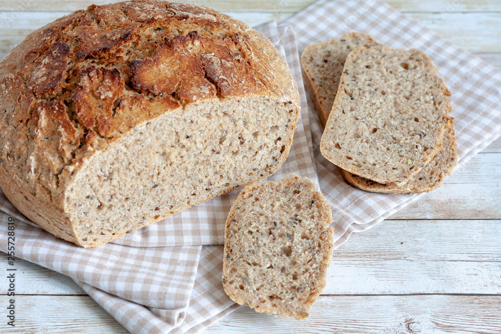 homemade bread on wooden table homemade bread on wooden table