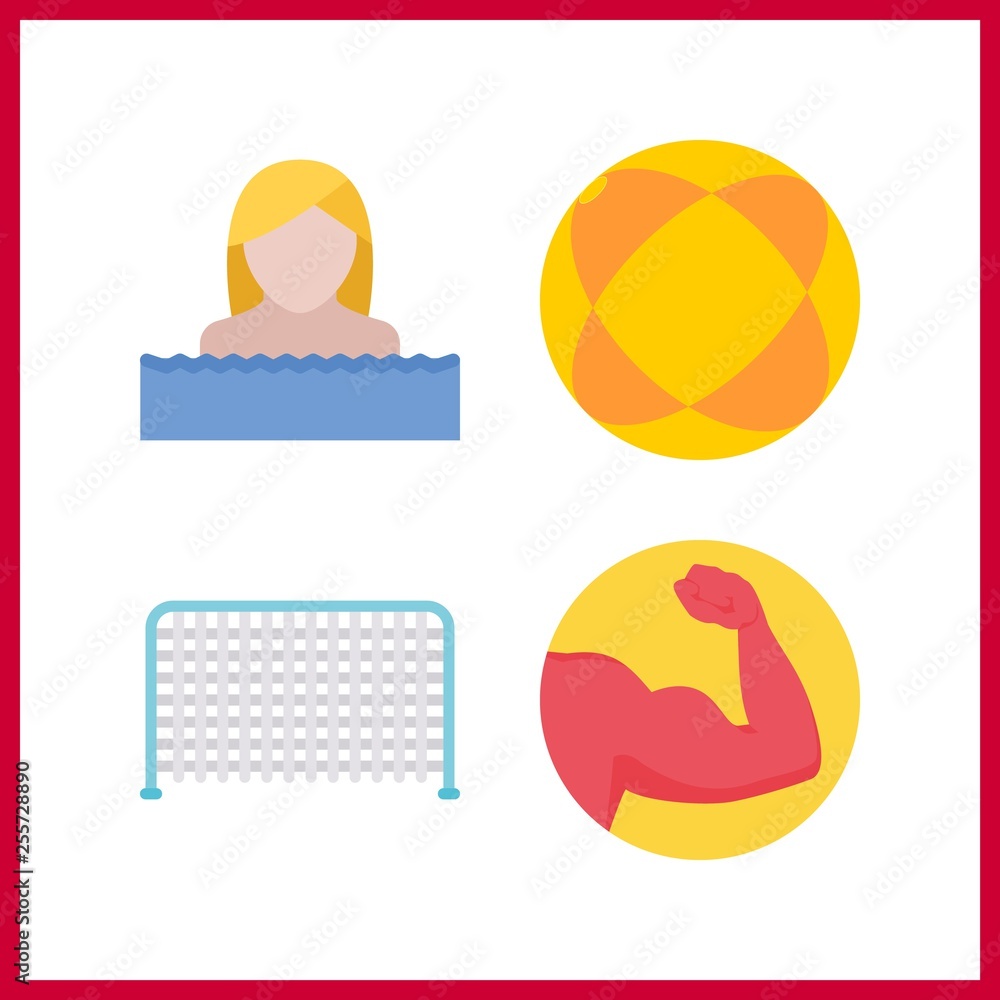 Fototapeta premium 4 athletic icon. Vector illustration athletic set. ball and swimmer icons for athletic works