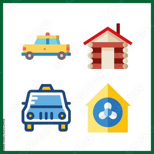 4 roof icon. Vector illustration roof set. ventilation and house icons for roof works
