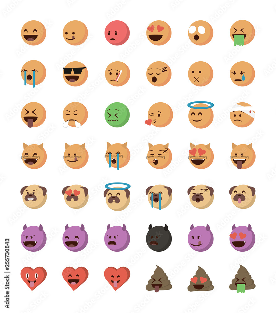 Obraz premium Set of cartoon emoticon