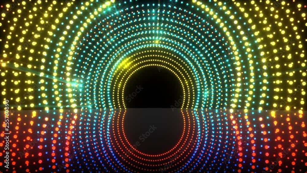 Seamless loop 3D animation of light tunnel stage for your video backgrounds, concert visual performances, presentations, dance parties, music clips, projection mapping, nightclubs, corporate events
