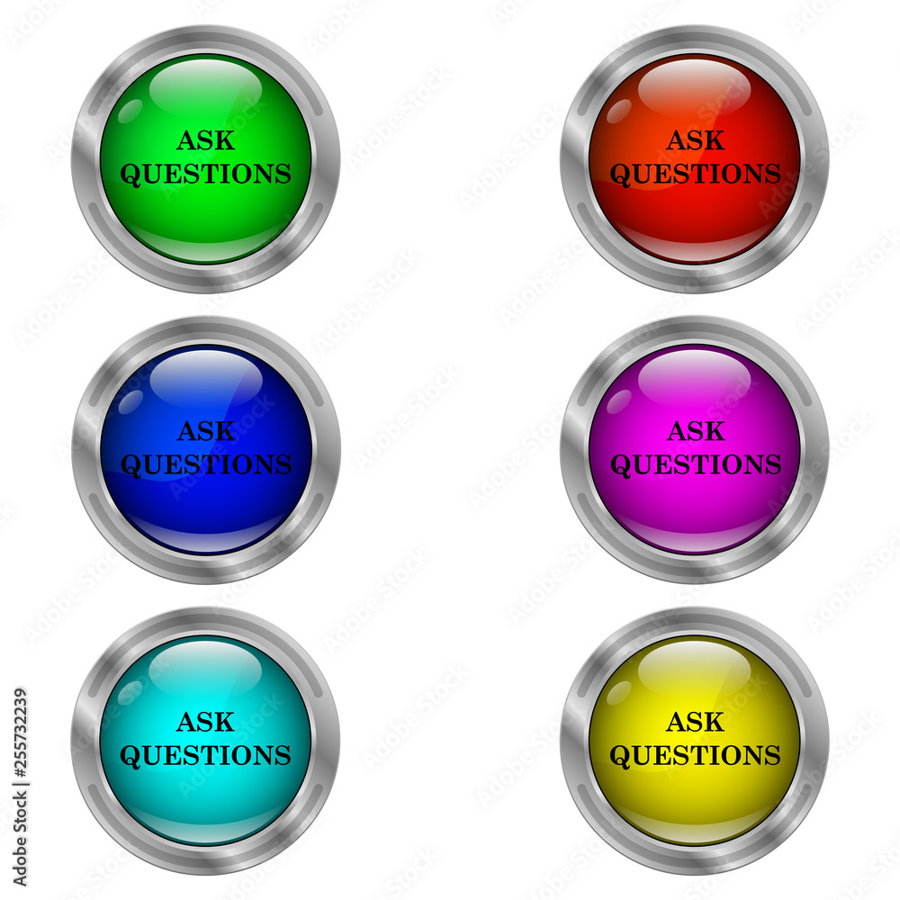 Ask questions icon. Set of round color icons. Ask questions icon. Set of round color icons.