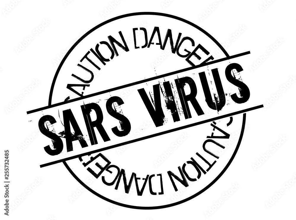 sars virus stamp on white