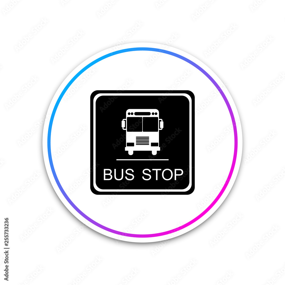 Bus stop sign isolated on white background. Circle white button. Vector Illustration Bus stop sign isolated on white background. Circle white button. Vector Illustration