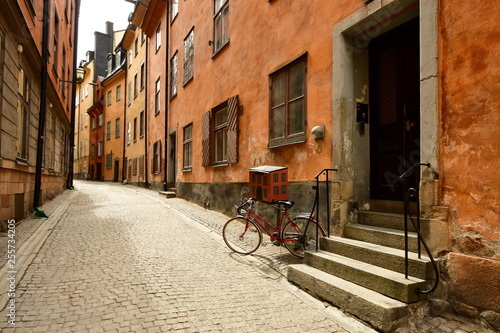 bicycle in gamla stan the old town at stockholm