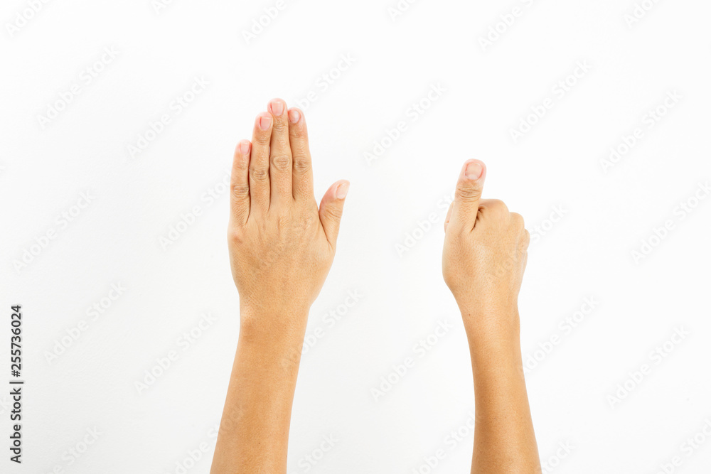 lady hand gestures - white background lady hand gestures - white background