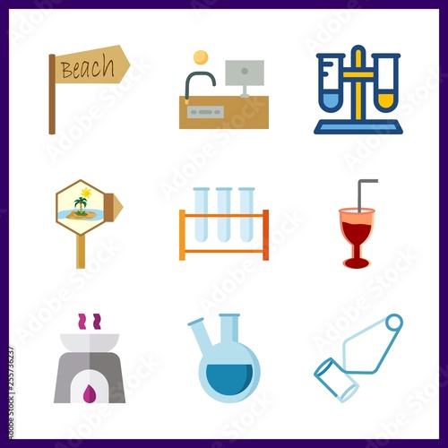 9 preparation icon. Vector illustration preparation set. pilon and test tube icons for preparation works