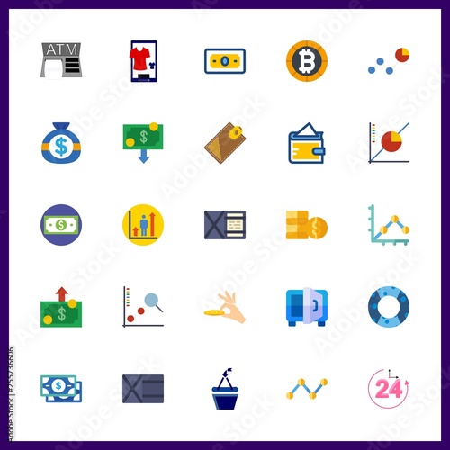 25 currency icon. Vector illustration currency set. repayment and atm icons for currency works