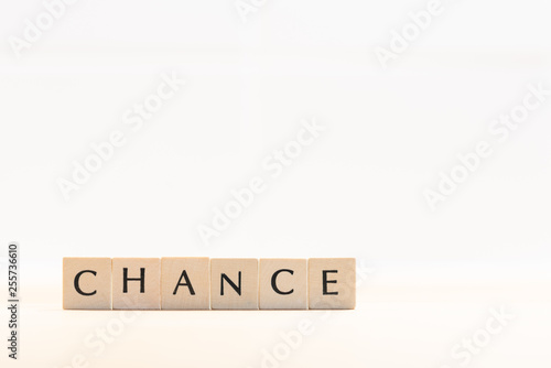 Wooden letters form the word Chance. Symbolic image for personality development and career development or change-yourself concept.