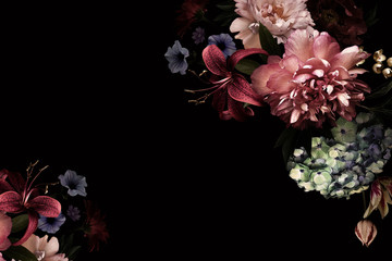 Ingelijste posters Voor haar Vintage bloemenkaart met klassieke charme  © marinavorona