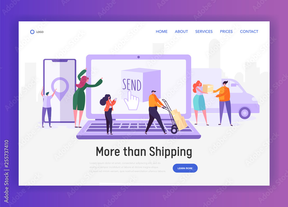 Online Shopping Fast Worldwide Shipping Service Concept Landing Page. People Character Send and Receive Package. Smart Logistic Website or Web Page. Flat Cartoon Vector Illustration Online Shopping Fast Worldwide Shipping Service Concept Landing Page. People Character Send and Receive Package. Smart Logistic Website or Web Page. Flat Cartoon Vector Illustration