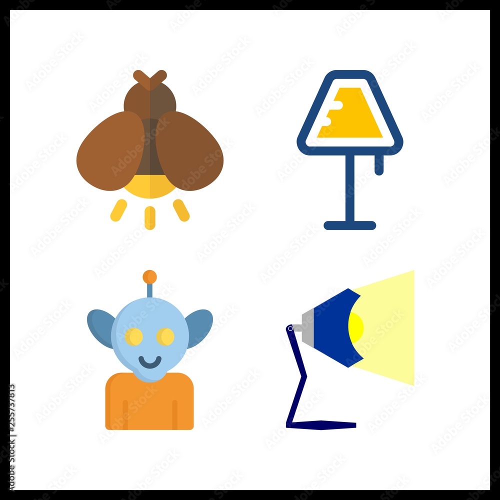 4 glow icon. Vector illustration glow set. alien and firefly icons for glow works 4 glow icon. Vector illustration glow set. alien and firefly icons for glow works