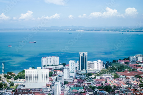 A panoramic view of penang strait from Komtar, Penang.