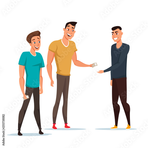 Friends going to show flat vector illustration