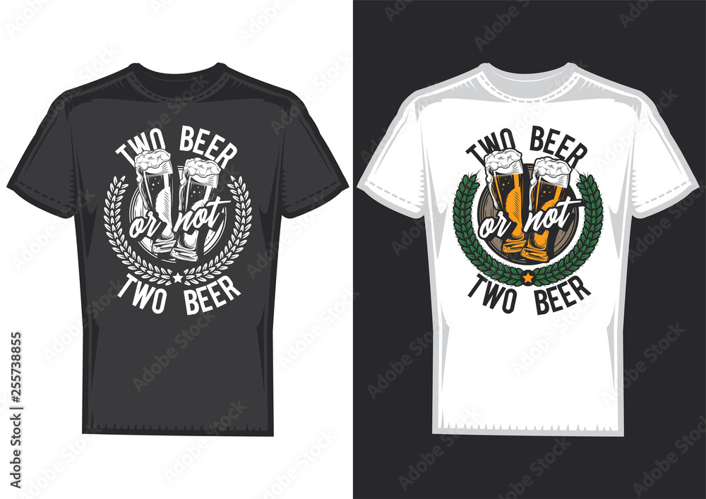 T-shirt design samples with illustration of beer design. Stock Vector ...