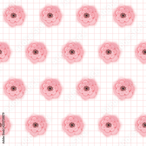 Paper Cut Flowers Seamless Pattern. Spring Floral Origami Background. Botanical Graphic Design Fabric Texture for Wallpaper, Wrapping. Vector illustration
