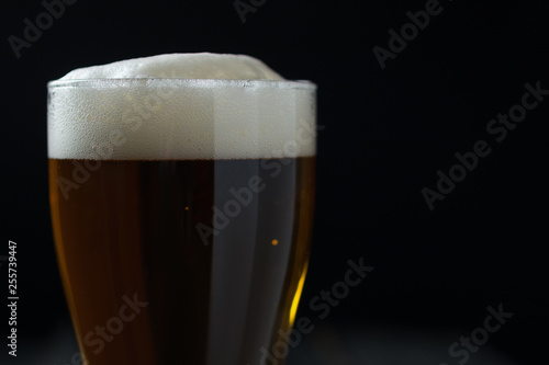 Obraz na plátne Glass of lager on a dark background