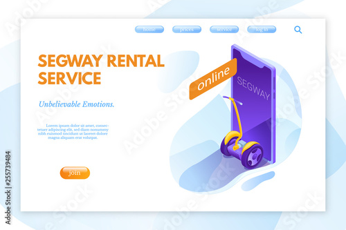 Segway rental service vector landing page layout