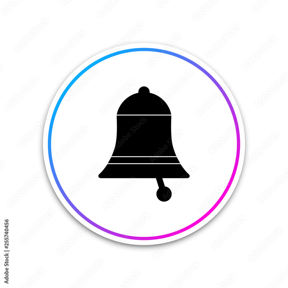 Ringing bell icon isolated on white background. Alarm symbol, service bell, handbell sign, notification symbol. Circle white button. Vector Illustration Ringing bell icon isolated on white background. Alarm symbol, service bell, handbell sign, notification symbol. Circle white button. Vector Illustration