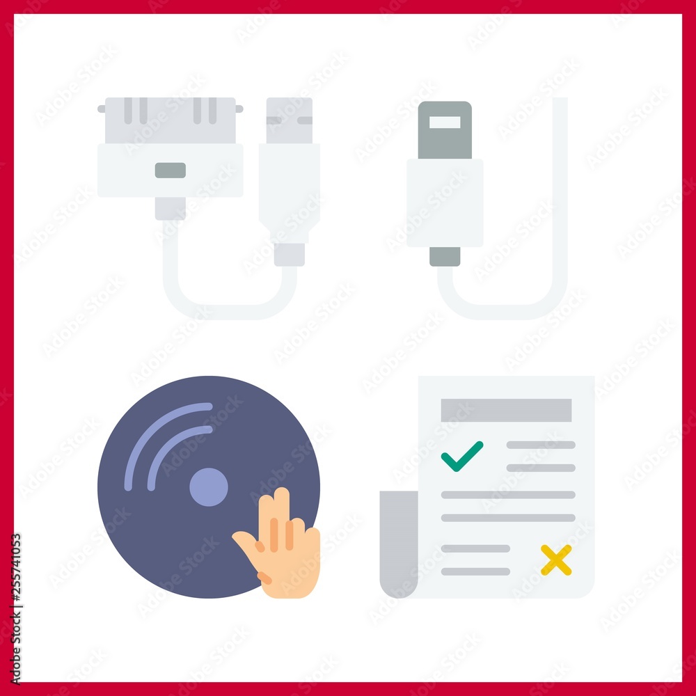 4 media icon. Vector illustration media set. newspaper and usb icons for media works 4 media icon. Vector illustration media set. newspaper and usb icons for media works