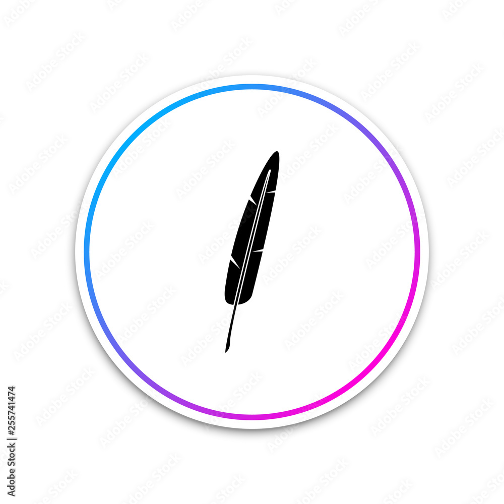 Feather pen icon isolated on white background. Circle white button. Vector Illustration Feather pen icon isolated on white background. Circle white button. Vector Illustration