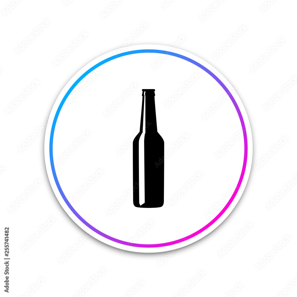 Beer bottle icon isolated on white background. Circle white button. Vector Illustration Beer bottle icon isolated on white background. Circle white button. Vector Illustration