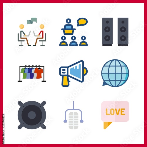 9 speech icon. Vector illustration speech set. speaker and chat icons for speech works