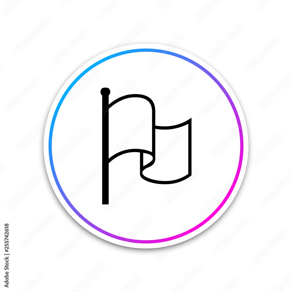 Flag icon isolated on white background. Circle white button. Vector Illustration Flag icon isolated on white background. Circle white button. Vector Illustration