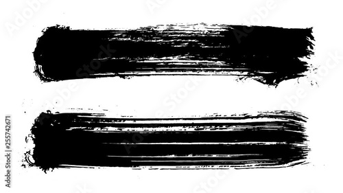 Set of grunge brush stroke. Abstract hand - painted element. Underline and border design.