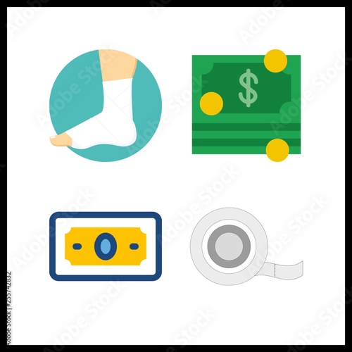 4 aid icon. Vector illustration aid set. sprain and money icons for aid works
