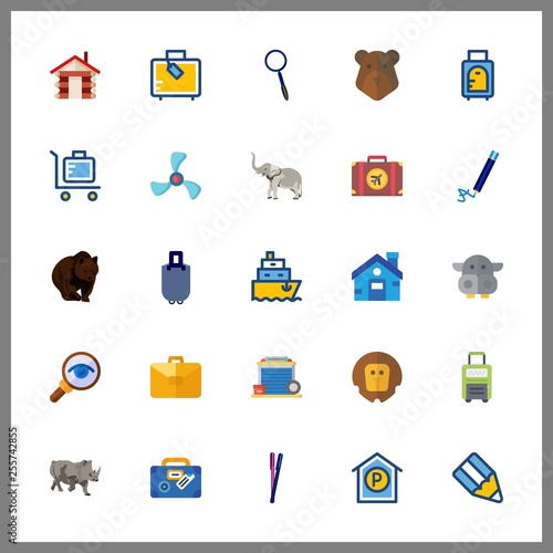25 large icon. Vector illustration large set. magnifying glass and rhino icons for large works
