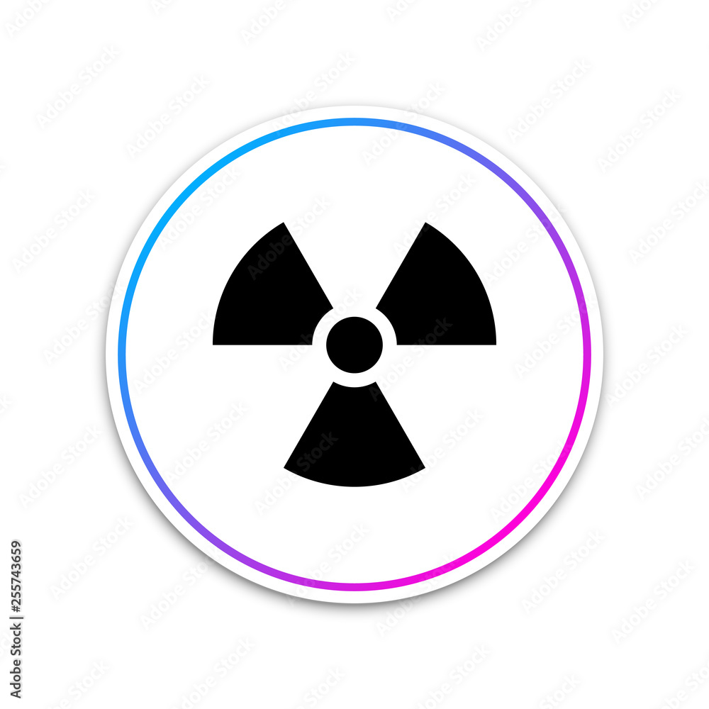 Radioactive icon isolated on white background. Radioactive toxic symbol. Radiation Hazard sign. Circle white button. Vector Illustration Radioactive icon isolated on white background. Radioactive toxic symbol. Radiation Hazard sign. Circle white button. Vector Illustration