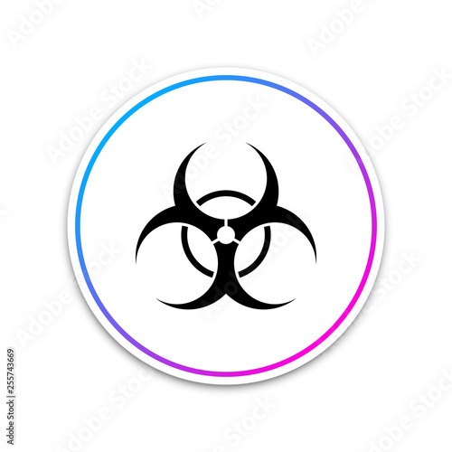 Biohazard symbol icon isolated on white background. Circle white button. Vector Illustration