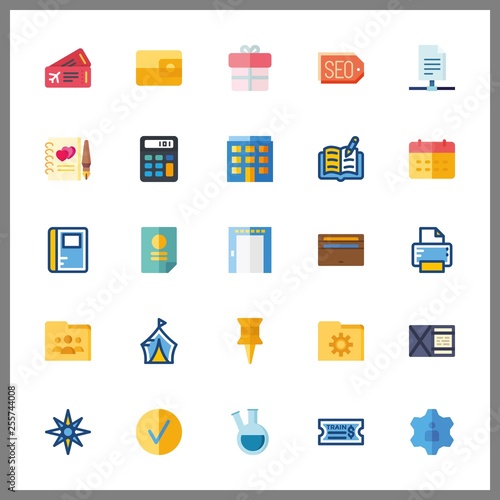 25 paper icon. Vector illustration paper set. up and tent icons for paper works