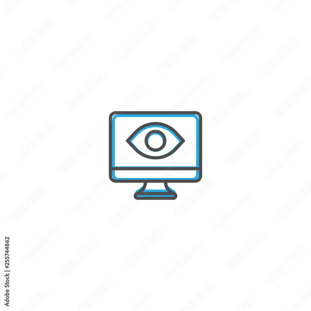 Computer icon design. Marketing icon line vector illustration Computer icon design. Marketing icon line vector illustration