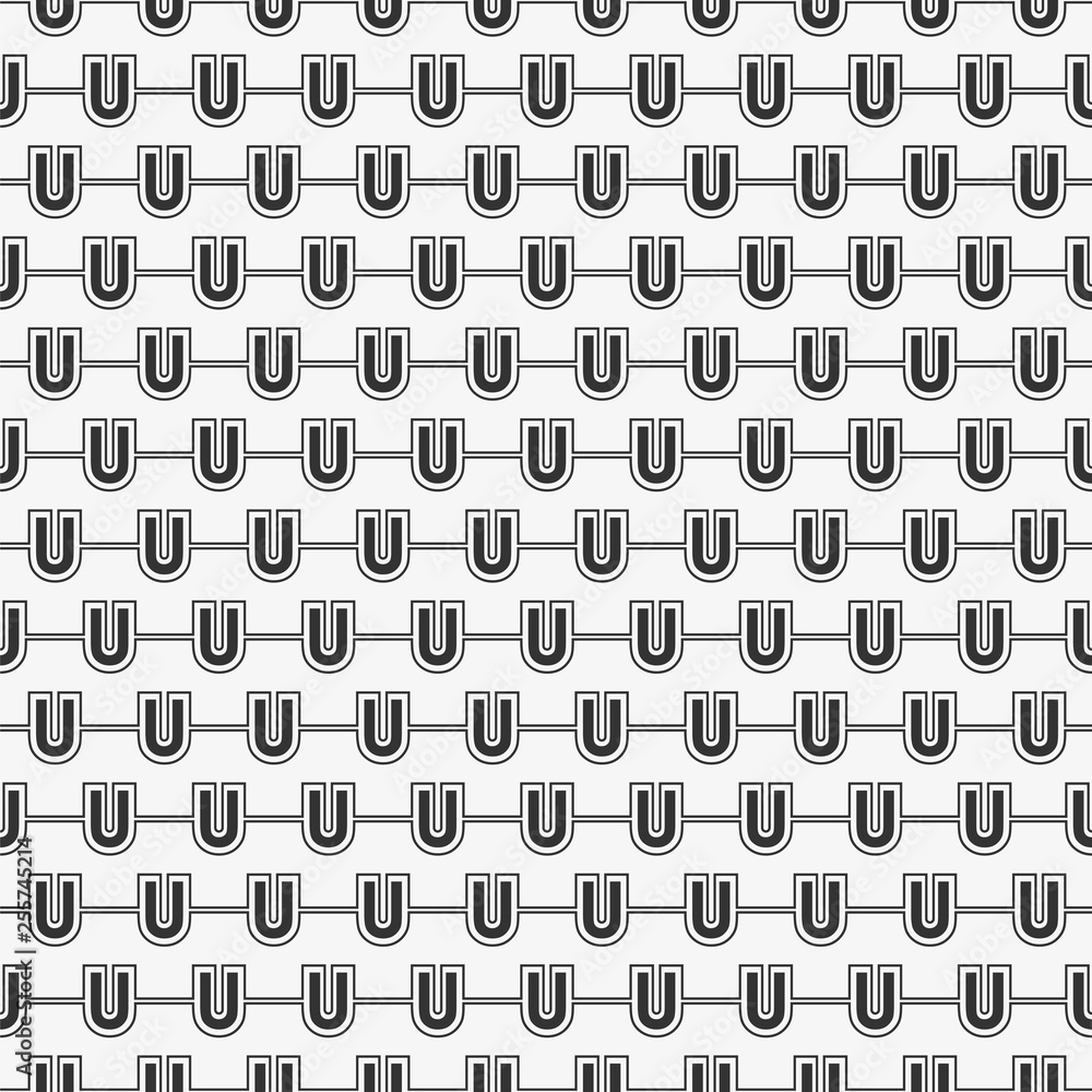 Vector seamless pattern of alphabet letter U Vector seamless pattern of alphabet letter U