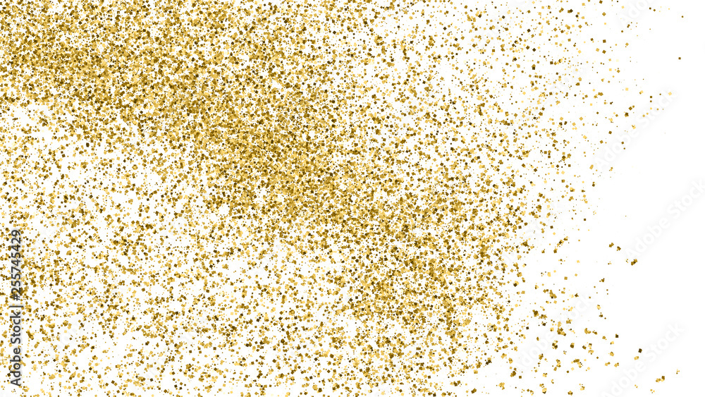 Gold Glitter Texture Isolated On White. Amber Particles Color. Celebratory Background. Golden Explosion Of Confetti. Vector Illustration, Eps 10.