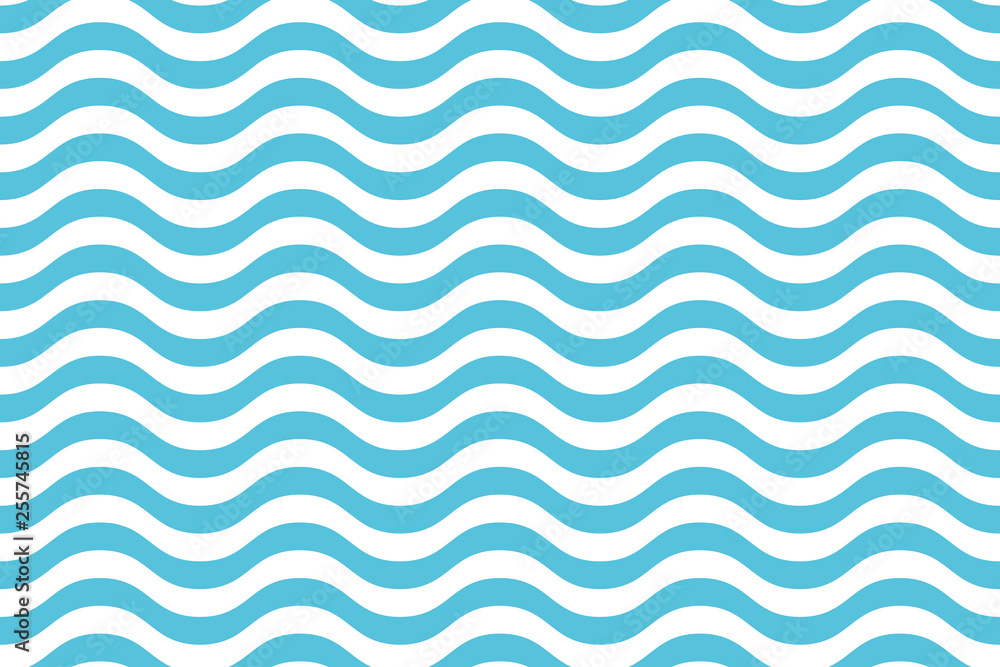 Fototapeta premium Wave pattern seamless abstract background. Stripes wave pattern white and blue colors for summer vector design.