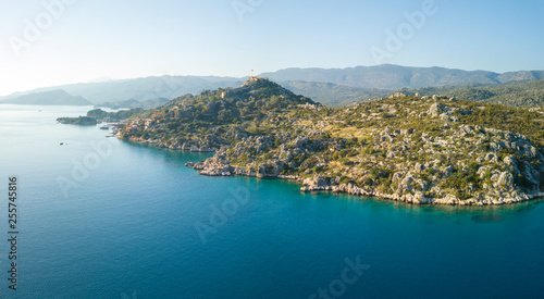 Drone View Kalekoy Castle Coast Turkey