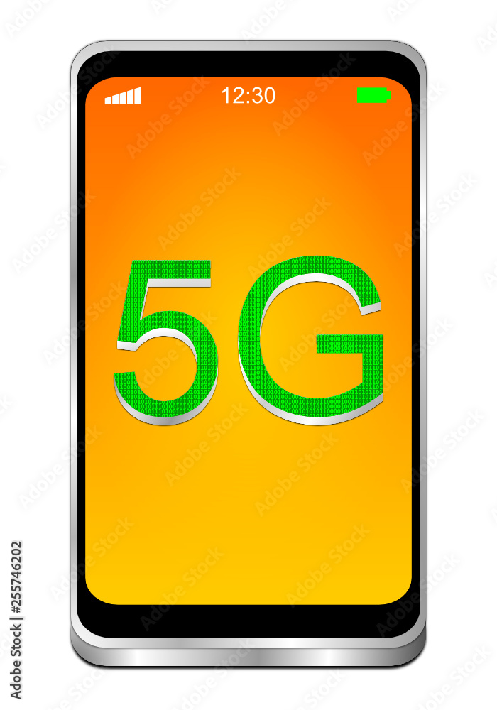 Smartphone with 5G - 3D illustration Smartphone with 5G - 3D illustration