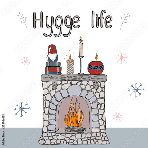 Cosy vector illustration hygge elements