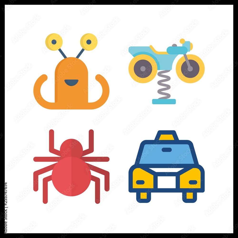 4 light icon. Vector illustration light set. spider and alien icons for light works
