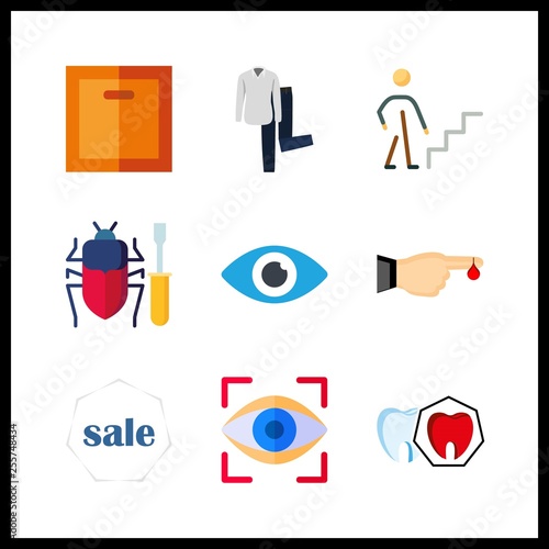 9 human icon. Vector illustration human set. switch off and spoiled tooth icons for human works