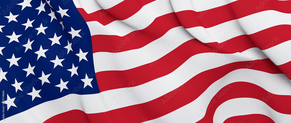 Obraz premium United States Flag Close Up Illustration. Waving flag of USA
