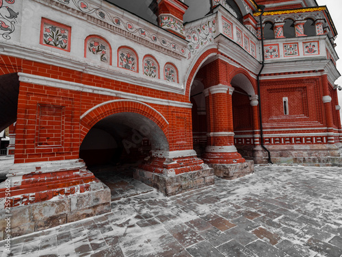 MOSCOW, RUSSIA –  MARTH 2019: St. Basil's Cathedral on Red Square in Moscow. Exterior of St. Basil's Cathedral