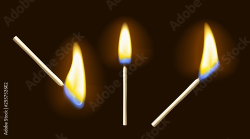 Realistic burning match set