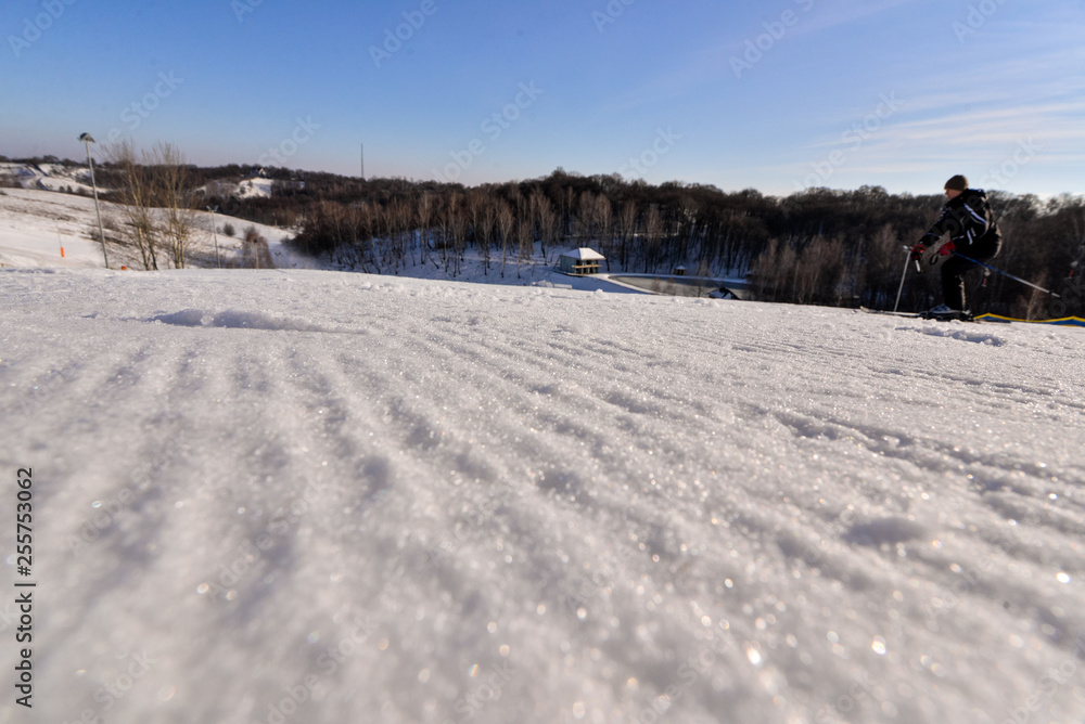 winter landscape with road and snow