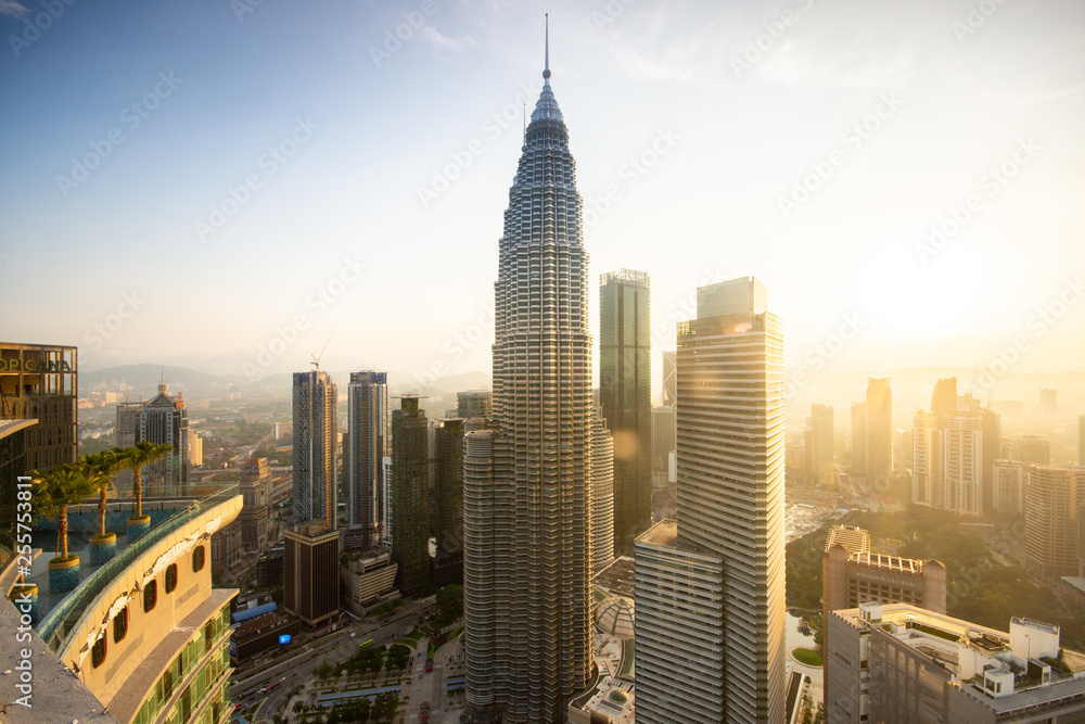 Sunrise view over Kuala Lumpur cityscape