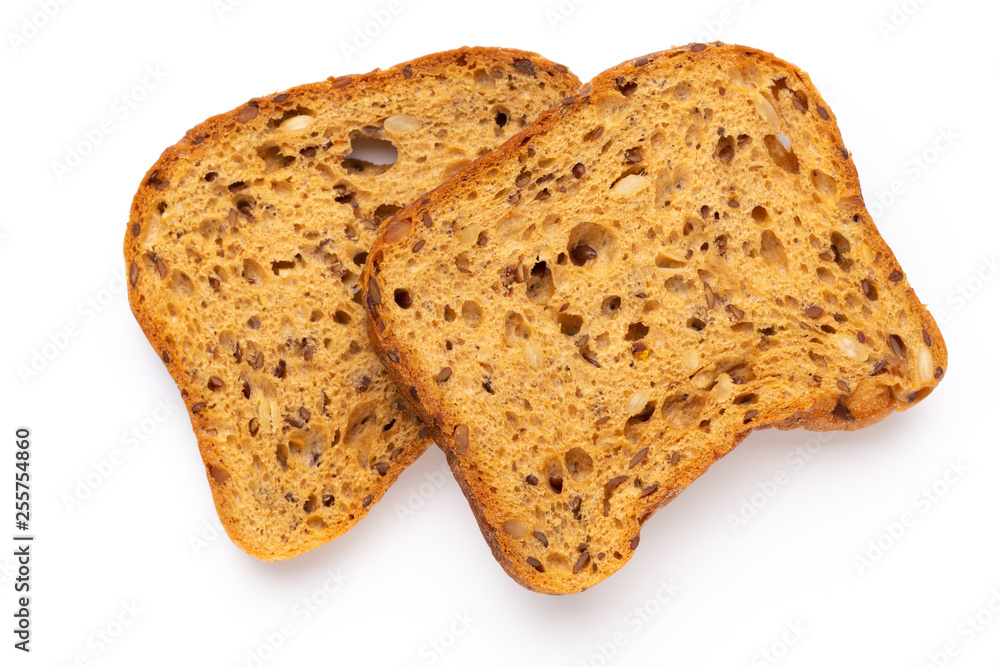 Rye bread slice on a white background. Rye bread slice on a white background.