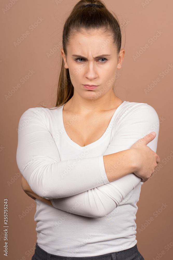 Girl with emotions sad anger mad scream Girl with emotions sad anger mad scream